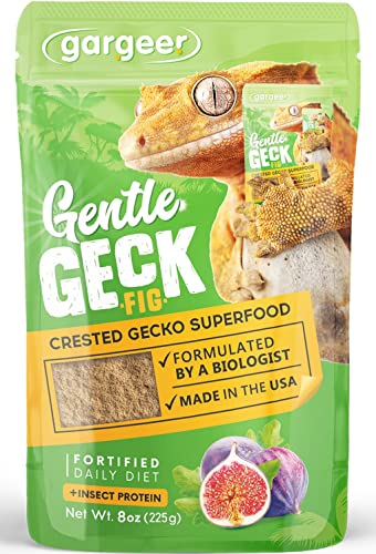 Gargeer 8oz Gentle Geck Fig Diet - Crested Gecko Food. Made in USA | Expert-crafted superfood! Infused with sweet organic fig, banana, wild insect proteins & probiotics. Zero soy or fillers - size: 8 Ounce (Pack of 1)