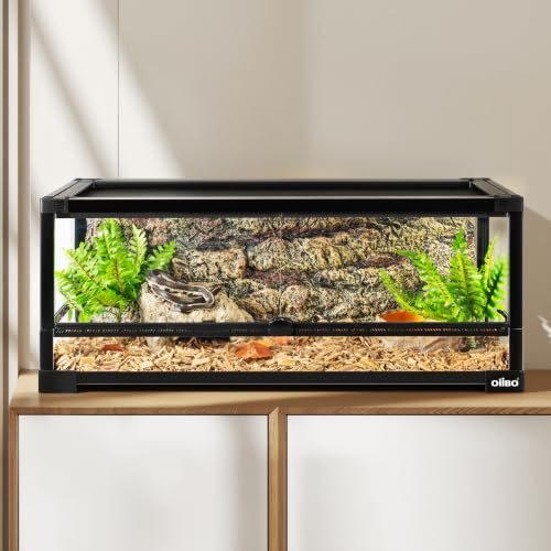 20 Gallon Tempered Glass Reptile Tank, 30" x 12" x 12" Reptile Terrarium with Sliding Door Top Screen Ventilation, Front Opening Reptile Enclosure for Lizard,Gecko,Chameleon - size: 30" x 12" x 12"