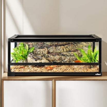 20 Gallon Tempered Glass Reptile Tank, 30" x 12" x 12" Reptile Terrarium with Sliding Door Top Screen Ventilation, Front Opening Reptile Enclosure for Lizard,Gecko,Chameleon - size: 30" x 12" x 12"