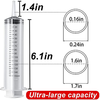 2 Pack Large Syringes (150 ML), Large Plastic Garden Industrial Syringes for Scientific Labs, Measuring, Watering, Refilling, Filtration Multiple Uses