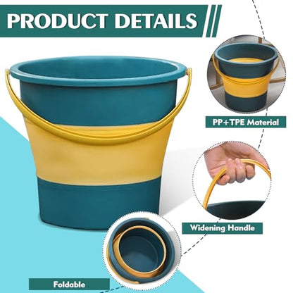 Collapsible Bucket 4.5 Gallon/17L Large Plastic Household Cleaning Mop Buckets Foldable Water Bucket for Car Wash Fishing Camping Beach (Blue) - color: Blue