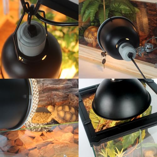 BNOSDM Reptile Light Fixture,5.5 Inch High Deep Dome Reptiles Heat Lamp Fixture for UVB UVA Bulb,Heat Basking Bulb,Optical Reflection Heat Lamp Fixtures for Reptile Amphibian Tank Terrariums - size: 5.5 Inch High Deep