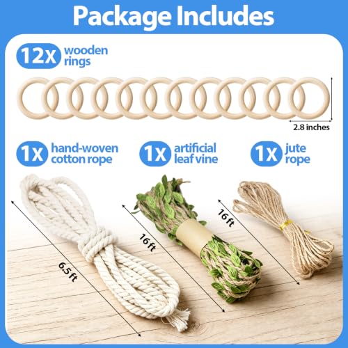 Harhana 12-Piece Snake Climbing Rings, Natural Wooden Rings for Corn Snake & Ball Pythons, Reptile Enclosure Accessories