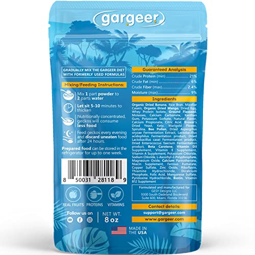 Gargeer 8oz Gentle Geck Mango Diet - Crested Gecko Food. Made in USA | Drive picky geckos wild! A irresistible organic mango superfood blend loaded with gut-safe probiotics and antioxidants - size: 8 Ounce (Pack of 1)