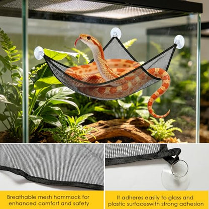 Snake Reptile Enrichment Ball & Hammock Combo, Durable Climbing Gym with Secure Chain - Fun Exercise & Resting Toy for Small Pet Snakes Including Pythons & Iguanas, Anoles, Geckos, Snakes, Chameleon