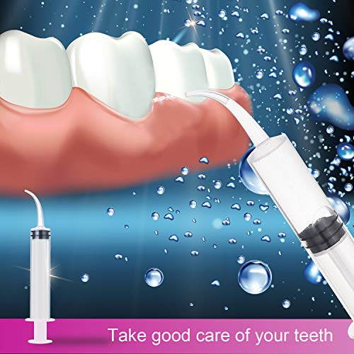 TecUnite 8 Pcs Syringe Dental Irrigation Syringe with Curved Tip | 12cc Disposable Wisdom Teeth Cleaning, Tonsil Stone Removal, Oral Mouth Liquid Measurement, Clear Graduated Marks - style: No Measurement