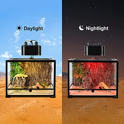 REPTI ZOO 75W Reptile Heat Lamp Combo Pack, 2PCS Day & Night Basking Spot Light, UVA Daylight Heating Lamp Basking Bulb and Infrared Heat Emitter Red Heat Lamp