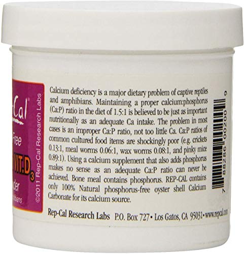 Phosphorus Free Calcium with Vitamin D3 - Ultrafine Powder 3.3 oz - Pack of 2