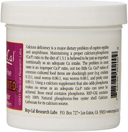 Phosphorus Free Calcium with Vitamin D3 - Ultrafine Powder 3.3 oz - Pack of 2
