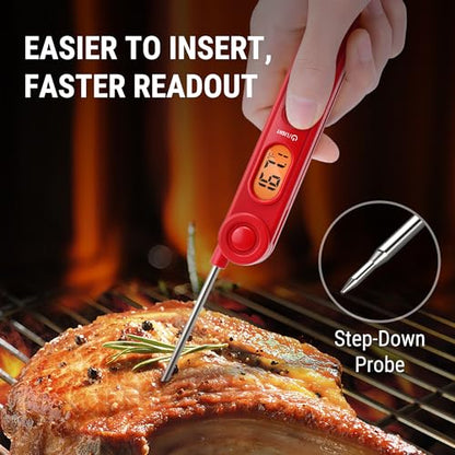 TempPro TempSwift Digital Meat Thermometer for Cooking | Instant Read Thermometer with Backlight, Kitchen Food Thermometer for Grill Smoker BBQ Oil Fry Candy (Previously ThermoPro) - color: Bright red