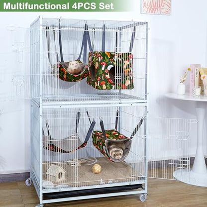 Glittme 4 Pack Cozy Ferret Hammock, Soft Washable Cage Bed for Small Animals