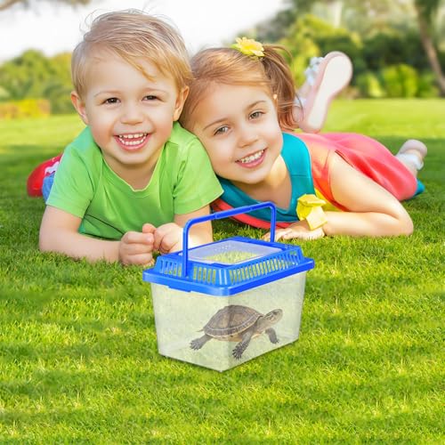 SEWACC Turtle Carrier Fish Tank with Lid Portable Turtle Aquarium Carrying Tank Clear Plastic Storage Box for Home Use