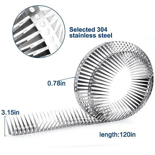 Bird Spikes - 120 Inch Stainless Steel Fence Spikes for Pigeons, Raccoons, Snakes - Deterrent Defender | 120 inch stainless steel bird spikes - size: 120 inch