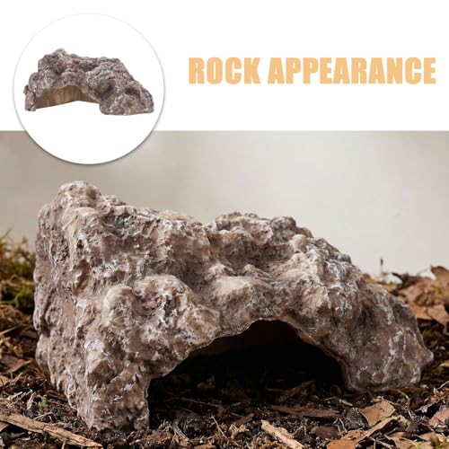 Reptile Hide Cave: Corner Rock Hideout Resin Lizard Basking Platform - Habitat Decoration for Snakes, Geckos, Lizards, Turtles and Amphibians 5.5x3.5''