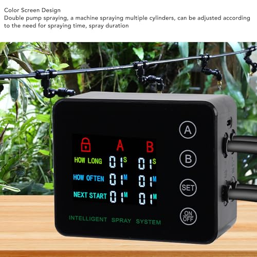 Reptile Humidifier, Reptile Terrarium Fogger Automatic Spray Dual Pump with Screen Adjustable Nozzles for Reptile Aquariums for Reptiles
