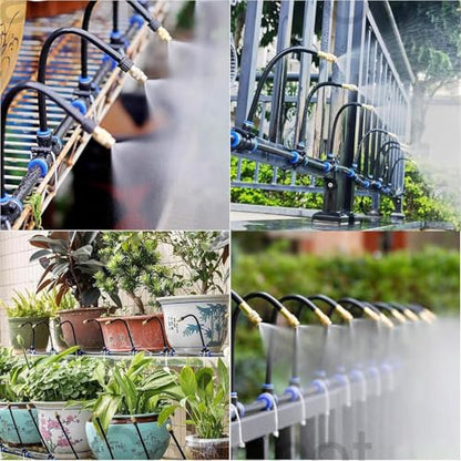 Automatic Greenhouse Drip Irrigation Kit – 20 Brass 360° Adjustable Nozzles, 65FT 1/2" Tubing & Misting System – Easy Setup & Water Saving for Hydroponics, Raised Beds, Flower Gardens & Outdoor Plants