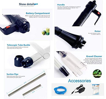 LONDAFISH Electric Fish Tank Vacuum Water Filter Cleaner Sand Washer | aquarium cleaner vacuum electric syphon operated gravel vacuum for aquarium sand vacuum