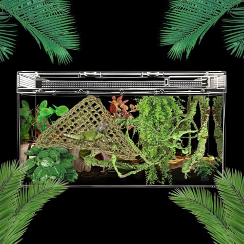 kathson 10 PCS Reptile Vines Plants Flexible Bendable Jungle Climbing Vine Terrarium Plastic Plant Leaves Pet Tank Habitat Decor for Bearded Dragons Lizards Geckos Snakes Frogs and More Reptiles - size: 10 PCS