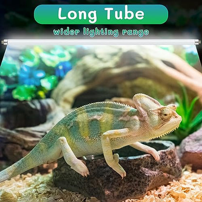 T5 UVB Reptile Light 24W 5.0,UVA UVB Light Bulb for Reptiles,2 Pack Reptile UVB Lamp Tube for Bearded Dragon - size: 2 pack T5 Tube-24W 5.0