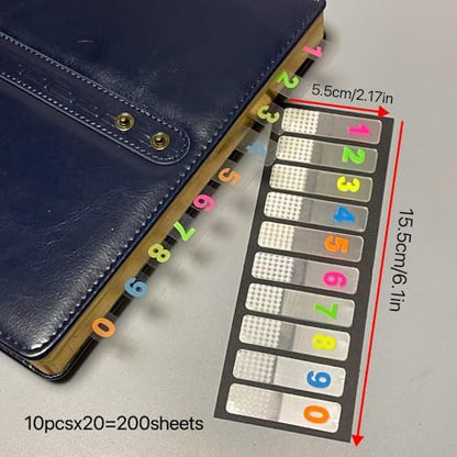 Clear PET Label Stickers, Pull-Out Transparent Waterproof Writable Stickers with 10 Numbers for Organization (Colorful Ten Digits)