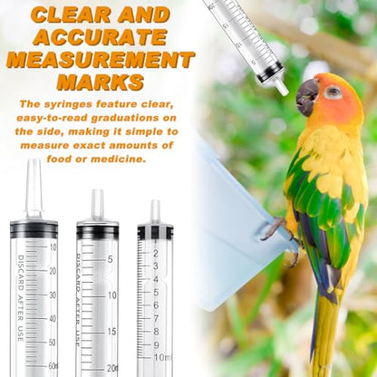 Baby Bird Feeding Syringe Set Baby Bird Parrot Small Pet Manual Feeding Syringe Set for Parrot Small Pet Syringe with Spoon Tip & Tubes (10ml+10ml+20ml+60ml)