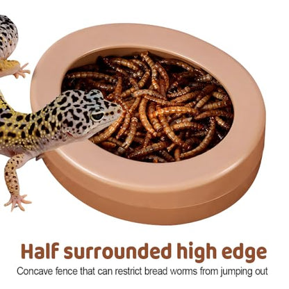 Reptile Food Bowls, 3PCS Anti-Escape Reptile Feeder with Semi-Enclosed Design Terrarium Accessories for Gecko Bearded Dragon Reptiles