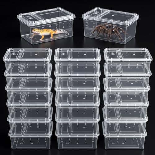 Irenare 20 Pcs Reptile Breeding Box Plastic Snake Breeding Box Transparent Small Reptile Acrylic Carrier for Bearded Dragon Lizard Gecko(5.91 x 3.94 x 2.56 Inch,Standard)