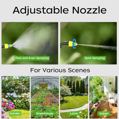 2-Gallon Battery-Powered Sprayer,6 Nozzles,2 Spray Modes, Telescopic Pole | Electric Sprayer for Lawn and Garden Weed/Pest Control, Watering, USB Rechargeable Adjustable Shoulder Strap
