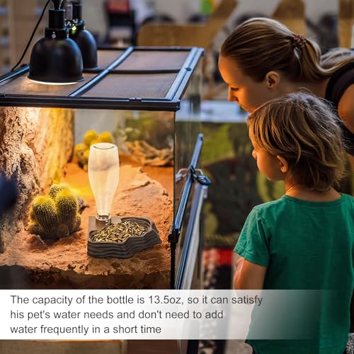2 Pack Reptile Water Feeder Automatic Water Dispenser Waterer 13.5Oz Feeding Accessories Tank Lizards Waterer for Bearded Dragon Terrarium Turtle Tank Feeding Geckos Frog (Brown)