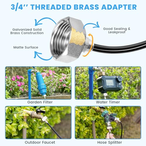 Adjustable Misting System, 360° Flexible Brass Nozzles, 32FT | Pre-assembled Mister Hose for Patio Cooling, Garden Irrigation, Greenhouse Watering, Pet Chicken Coop Cooling - size: 32FT / 10M