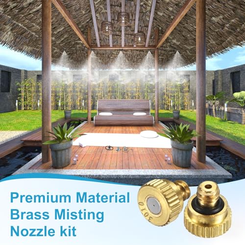 M METERXITY 10-Pack Brass Misting Nozzles, 0.012inch/0.3mm Orifice Heavy Duty 10/24 UNC Screw Thread Misting Nozzle Plug for Outdoor Spray Cooling System/Patio Mist System/Dust Control - size: 0.012inch/0.3mm