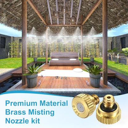 M METERXITY 10-Pack Brass Misting Nozzles, 0.012inch/0.3mm Orifice Heavy Duty 10/24 UNC Screw Thread Misting Nozzle Plug for Outdoor Spray Cooling System/Patio Mist System/Dust Control - size: 0.012inch/0.3mm