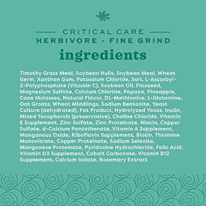 Oxbow Critical Care Herbivore Fine Grind, Rabbit & Guinea Pig, Papaya, 100g | Emergency Food for Rabbits and Guinea Pigs, Herbivore Recovery Diet, Papaya, Syringe or Tube Feeding, Complete Nutrition - size: 3.53 Ounce (Pack of 1)
