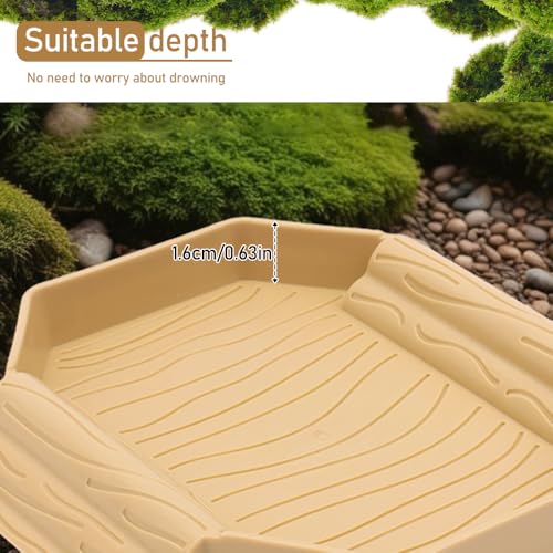 Small Tortoise Habitat Turtle Bathing Pool Food and Water Bowl Reptile Tank Decoration for Small TurtleTortoise