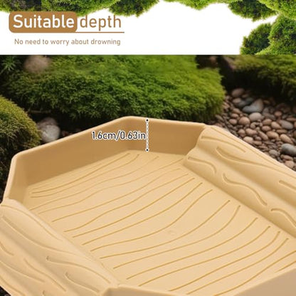 Small Tortoise Habitat Turtle Bathing Pool Food and Water Bowl Reptile Tank Decoration for Small TurtleTortoise