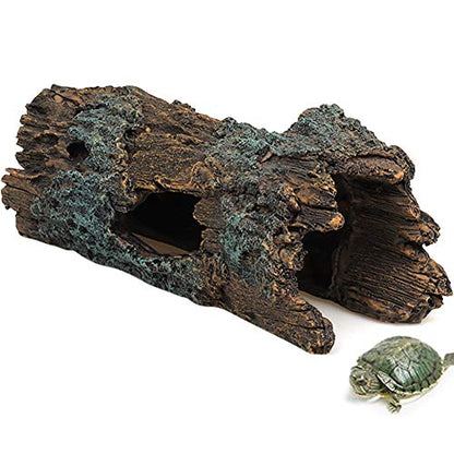 La La Pet® Reptile Log Hideaway Reptile Hideouts Resin Wood Gecko Hides and Caves Bark Bends Lizard Habitat Decor Aquarium Fish Tank Accessories for Spiders Snake Frog Turtle Amphibians