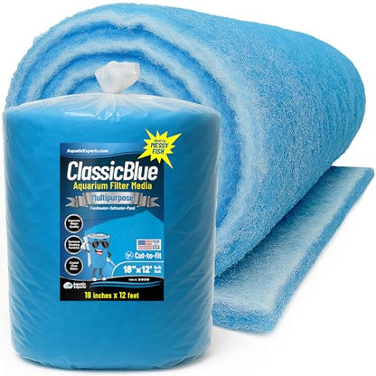 Aquatic Experts Classic Bonded Aquarium Filter Pad -18 Inches by 12 Feet by .75 Inch - Blue and White Aquarium Filter Media Roll Bulk Can Be Cut to Fit Most Filters, Made in USA (18" x 12 Feet) - size: 18" x 12 Feet