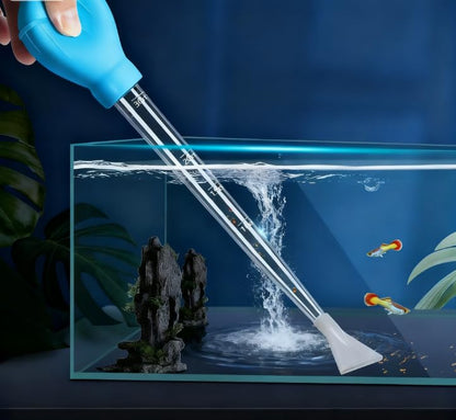 Fish Tank Cleaning Tool and Manual Fish Tank Water Exchanger Dropper, Aquarium Double-Sided Sponge Brush, Algae Scraper With Long Handle Scrubber (M)