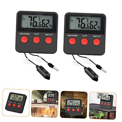 Abaodam 2sets Egg Incubation Thermohygrometer of Digital Reptile Tank Thermometer Hygrometer for Safe Touch Easy Use