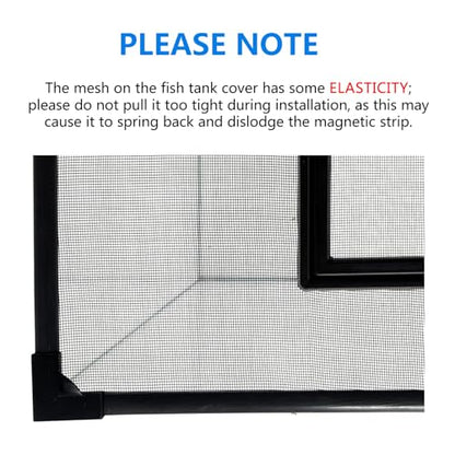 Magnetic Fish Tank Cover Net Aquarium Lid Mesh Top Hood Cut to Any Size Ventilation Transparency Anti-Jumping Aquarium Cover with Feeding Window(39"X19") - color: Grey with Feeding Window
