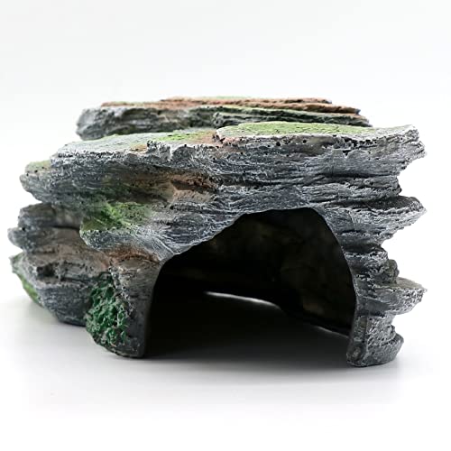 Reptile Resting Terrace Tortoise Climbing Platform Shale Scape Step Ledge, Reptile Cave Hideout Leopard Gecko Accessories Decorations, Great for Reptiles, Amphibians, Bearded Dragons, Lizard, Frogs - style: Medium-B-12*6*4