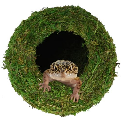 USMOLA Mossy Caves, Artificial Green Moss Caves Hide for Pet Reptile Frogs and Snakes, Terrarium & Vivarium Decor, Crested Gecko Tank Decor (6" - Woodland Green)