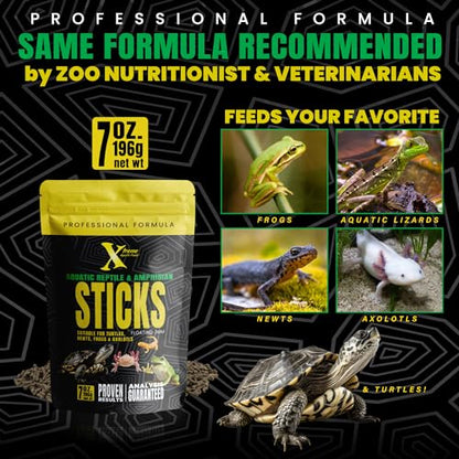 Xtreme Aquatic Reptile & Turtle 3mm Floating Food Sticks (7oz) | For turtles, newts, frogs, axolotls and reptiles; floating high-protein sticks support growth and vitality - USA Farm Grown - size: 7 Ounce (Pack of 1)