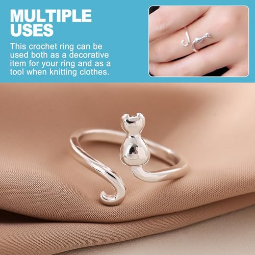 CoguZed 3-Pack Adjustable Crochet Tension Ring, Alloy Yarn Guide for Women Handmade Craft Knitting Tools, Finger Hook Accessories, Snake Loop Holder