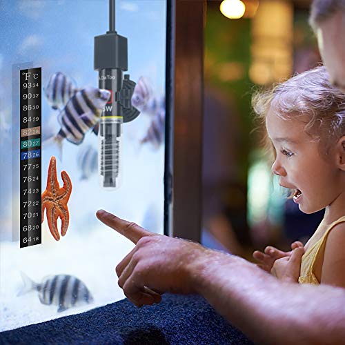 DaToo Mini Aquarium Heater 25W Small Fish Tank Heater 25 Watt with Free Thermometer Sticker - size: 25W