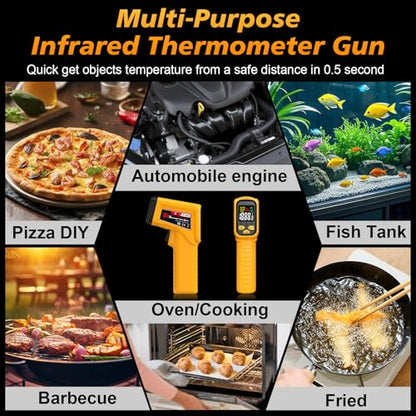 FKM Rechargeable Infrared Thermometer Gun,13-Point Laser-High Precision | -58°F~1472°F Non-Contact Laser Thermometer Gun,Digital IR Temperature Gun for Cooking,Griddle,Oven,HVAC,Automotive,Industrial - color: Amber