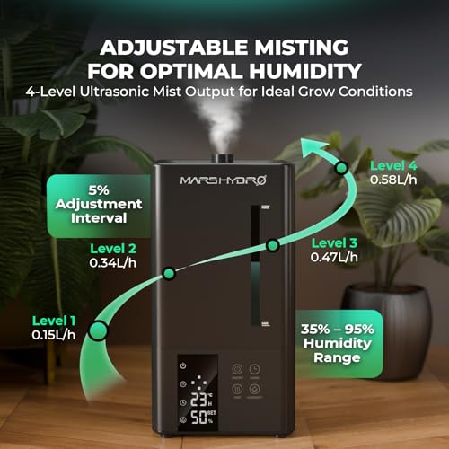 MARS HYDRO 2026 New Plant Humidifier 6L with Adjustable Humidity | Timer Function,Ultrasonic Precise and Silent Operation,No-Leak Seal for Grow Tent,Indoor Planting,Greenhouse - size: 6L