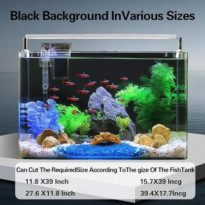 Black Aquarium Background Film, Static Cling PVC, 19.6" H × 59" W | Glue-Free Static Cling • Easy to Apply • No Residue • Blocks Rear Light • Makes Fish Colors Stand Out • Reusable - size: 19.6"H × 59"W