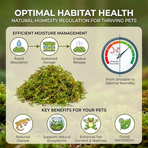 Sukh Sphagnum Moss for Reptiles - Terrarium Reptile Moss Substrate, 11.2 OZ | Habitat Bedding for Snake, Gecko, Turtle, Frog, Bearded Dragon, Jumping Spider, Chameleon, Enclosure & Tank Accessories Decor - size: 11.2 Ounces