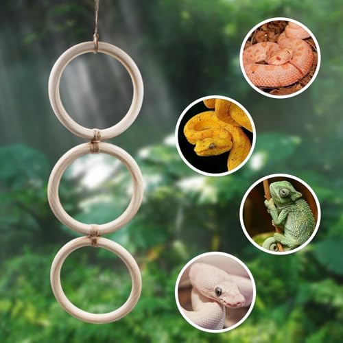Reptile Tank Accessories, Snake Enrichment Climbing Toys, Wooden Snake Climbing Rings, Reptile Habitat Accessories for Ball Python, Chameleon, Hognose, Corn Snake